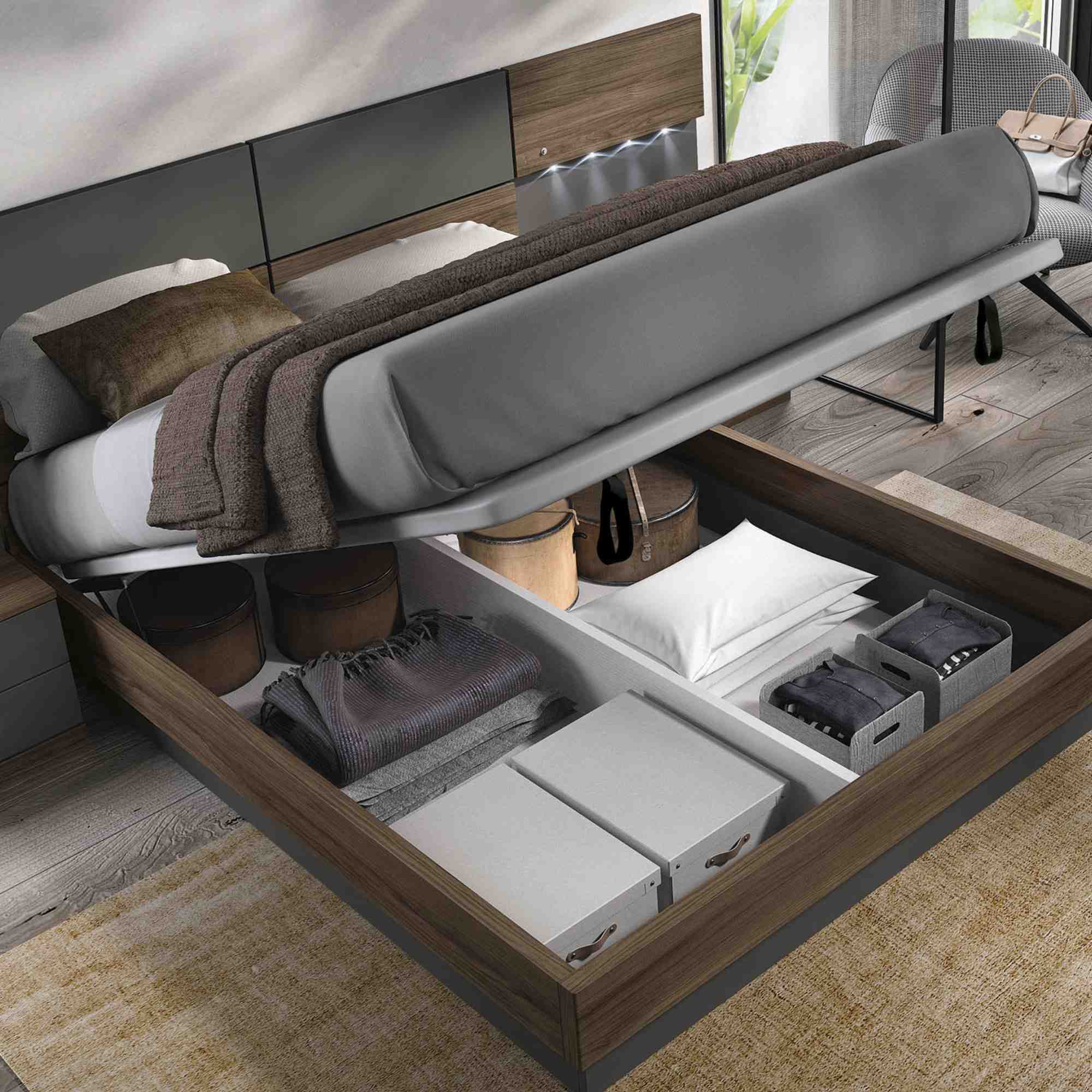 Lit coffre avec sommier relevable pour un gain de place incroyable