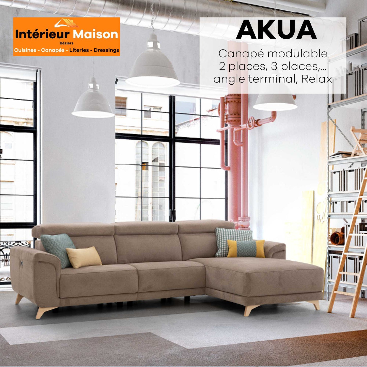 Canapé AKUA FIXE, Droit ou en Angle, Relax électrique
