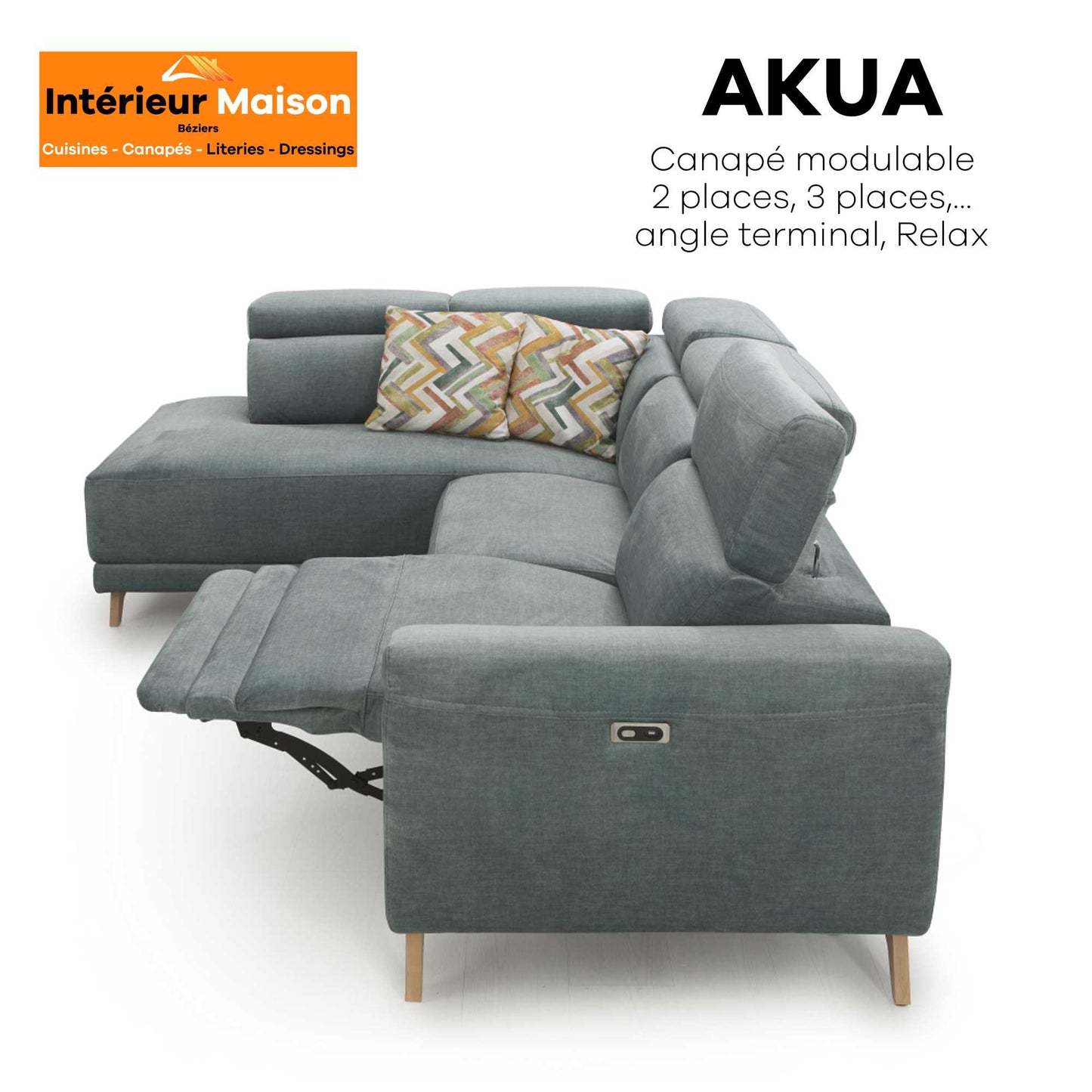 Canapé AKUA FIXE, Droit ou en Angle, Relax électrique