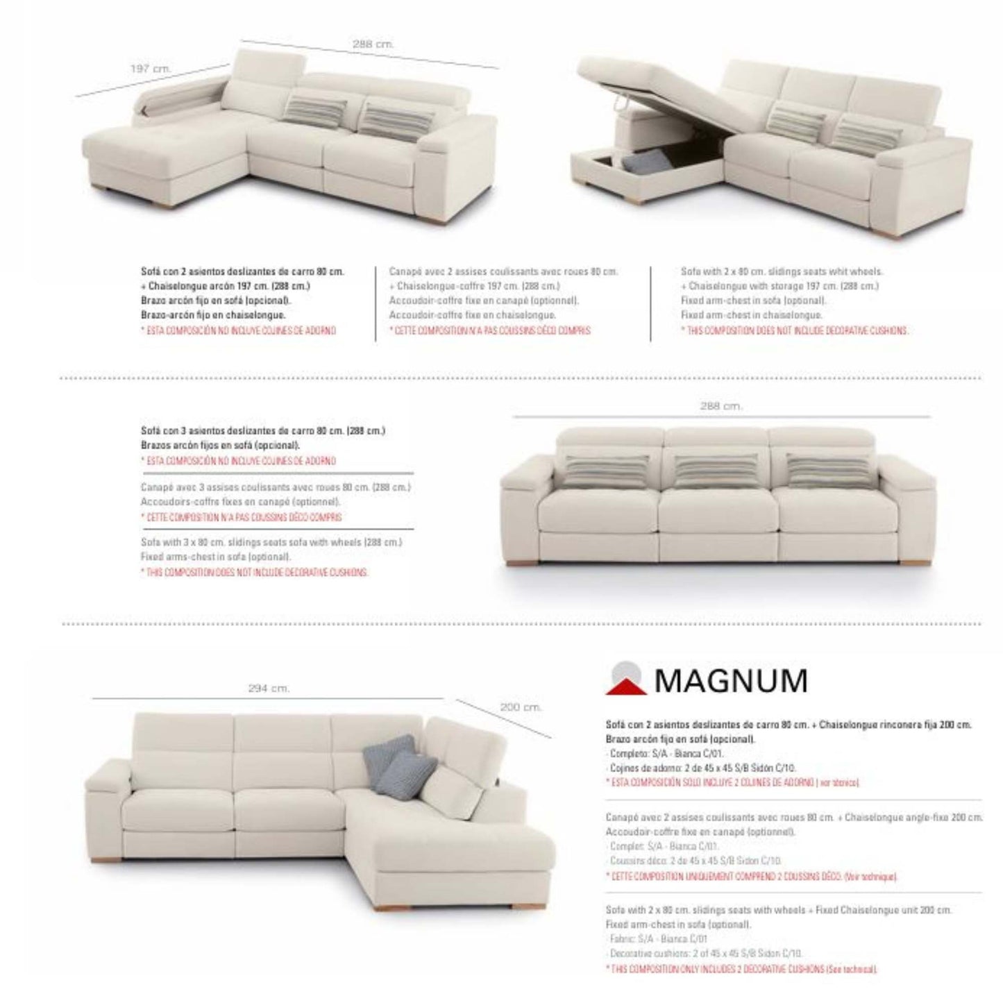 Canapé MAGNUM Coulissant, Droit ou en Angle