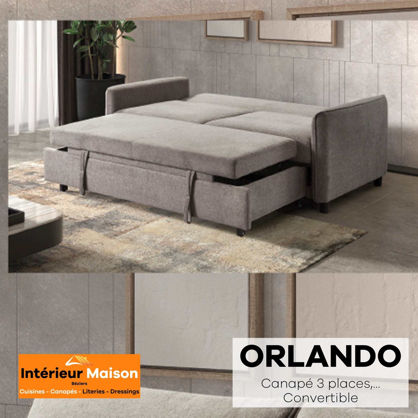 Canapé ORLANDO, 3 Places Convertible