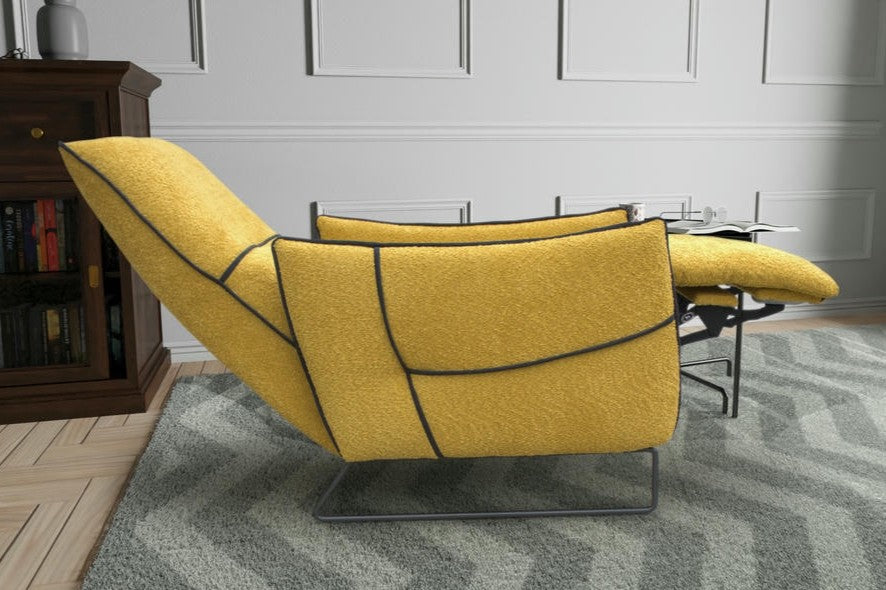 fauteuil lino jaune en relax manuel et pivotant