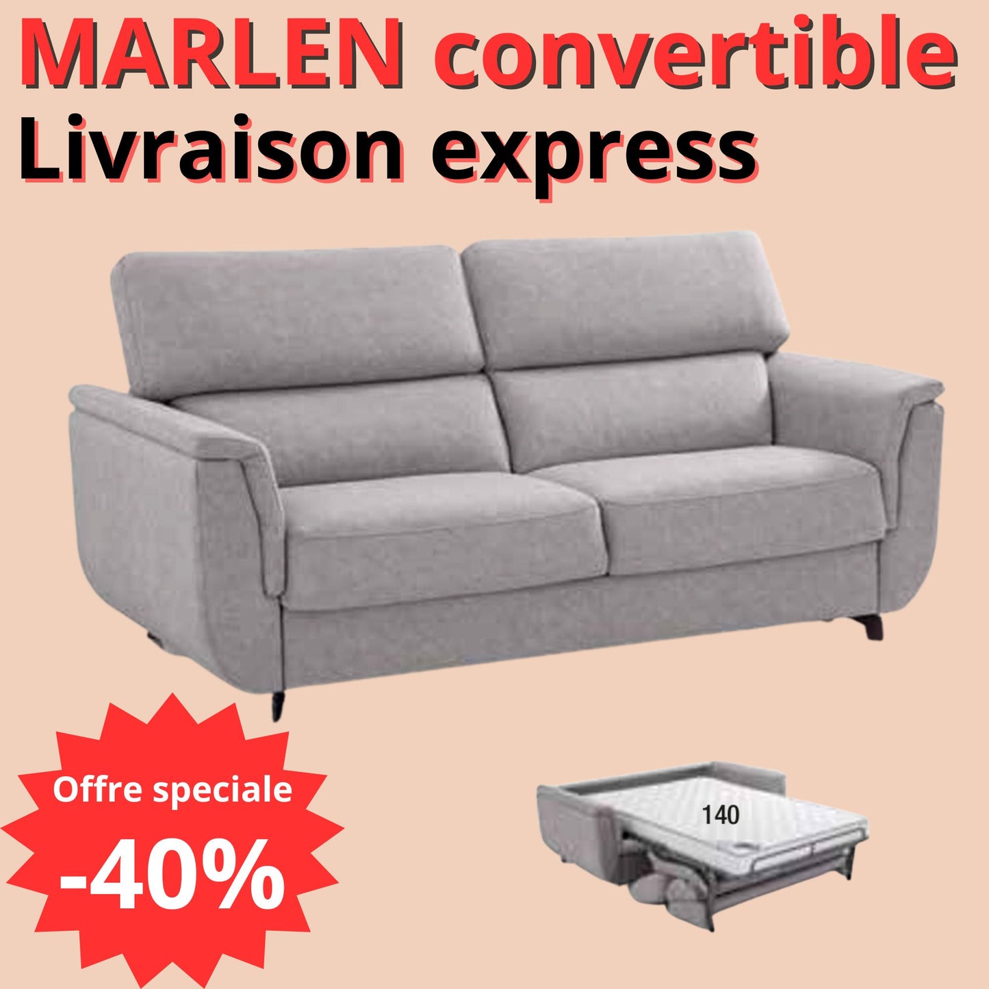 Canapé Convertible MARLEN Livraison Express