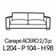ACERO 2/3 places 204cm