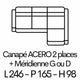 ACERO 2 p + Méridienne 246cm x 165cm