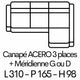 ACERO 3p + Méridienne 310cm x 165cm