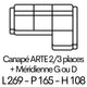 ARTE 2/3 p + Méridienne 269cm x 165