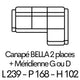 BELLA 2 p + Méridienne 239cm x 168