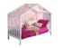 Lit cabane 90x200 avec décoration rose