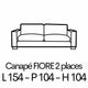 FIORE 2 places 154cm Cuir