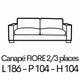 FIORE 2/3 places 186cm Cuir