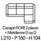 FIORE 2 p + Méridienne G ou D 210cm Cuir