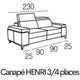 HENRI 3/4 places 230cm