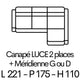 LUCE 2 p + Méridienne 221cm x 175cm