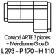 LUXOR 3p + Méridienne coffre G ou D 293cm X 170 - Tissus