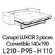 LUXOR 3 places 210cm (Couch 140x190) - Tissus