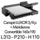 LUXOR 3/4p + Méridienne coffre G ou D 293cm X 170 (Couch 160x190) - Tissus