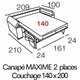 MAXIME 3 places Couchage 140 x 200