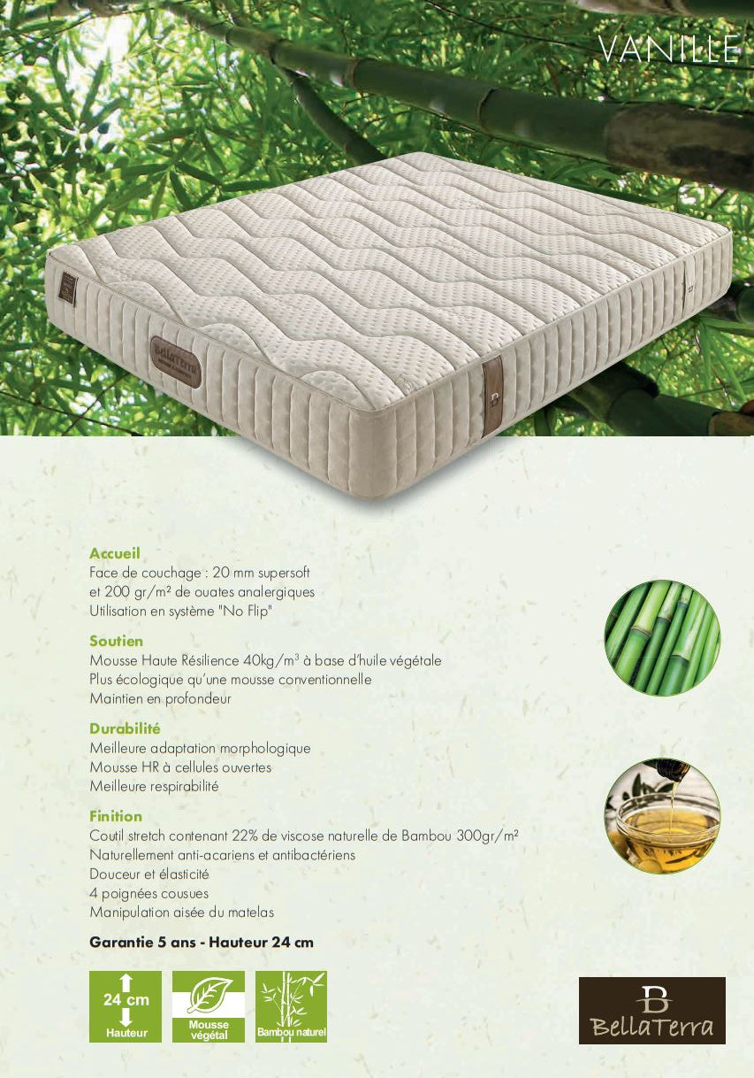 Matelas Vanille Béziers 140x190 140x200 160x200x180x200 200x200 90x190 90x200