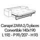 ZARA 17 Couchage 140x190cm
