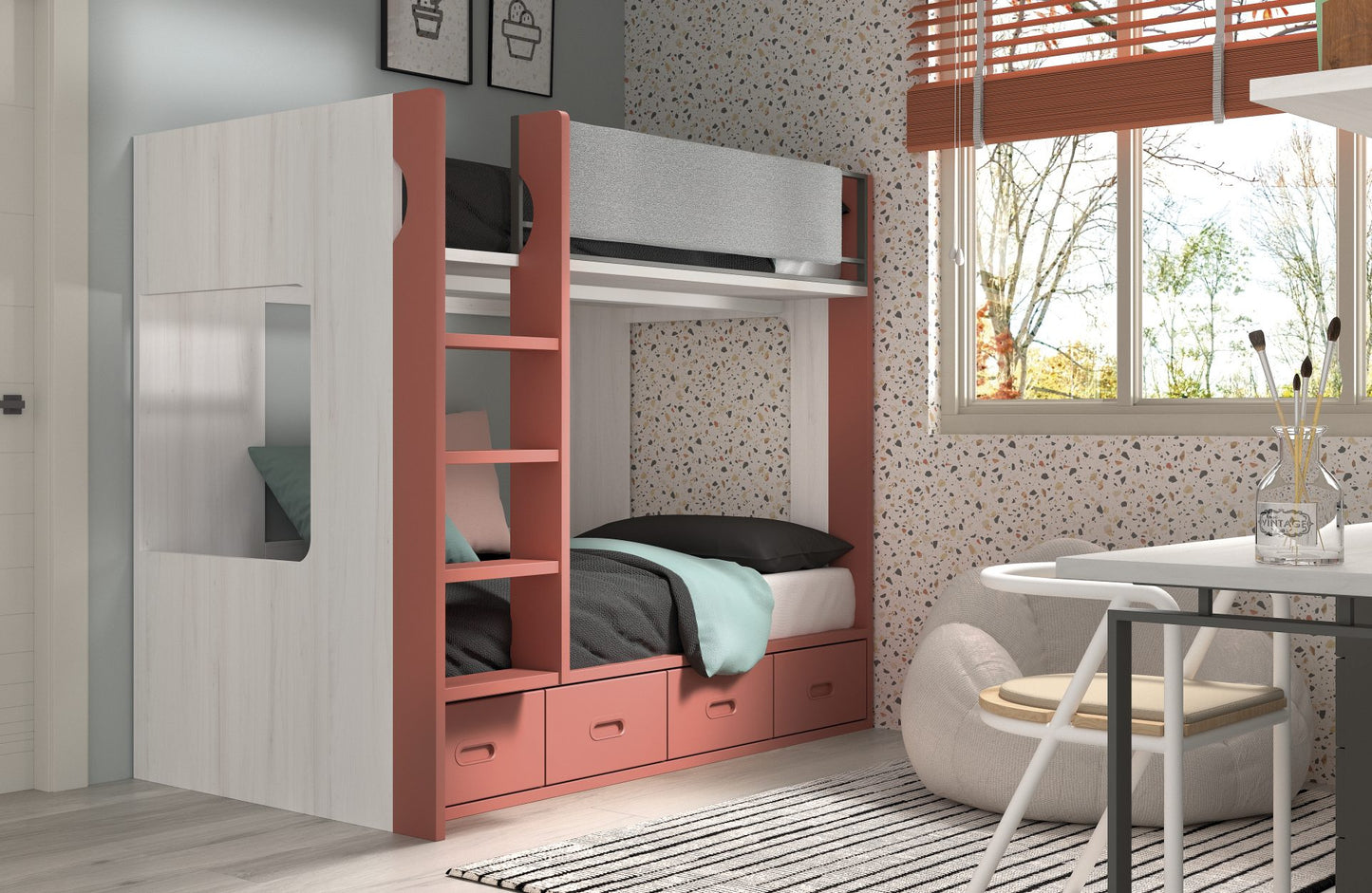 Chambre à coucher bébés, enfants, ado, superposés