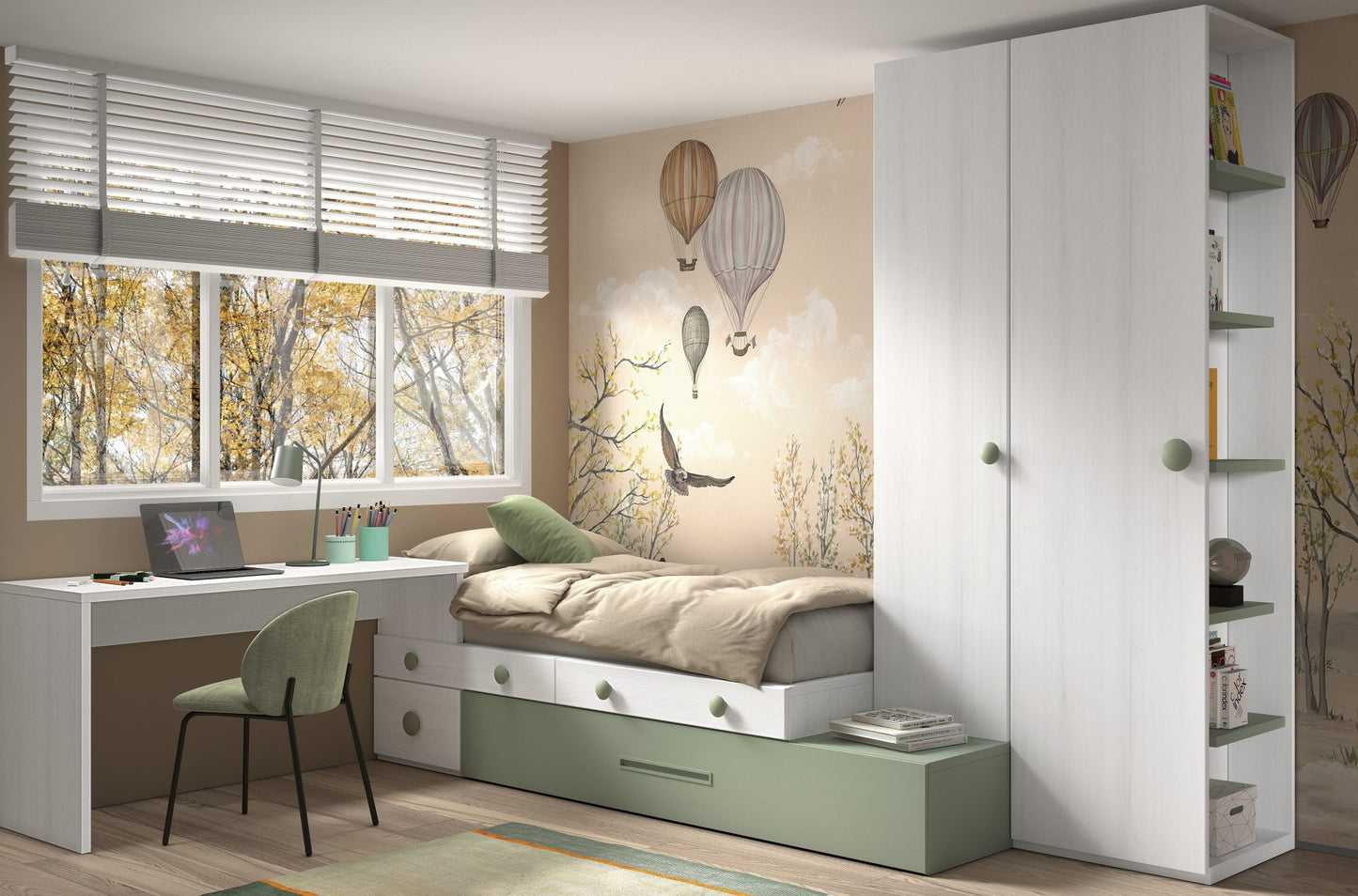 Chambre à coucher bébés, enfants, ado, lit tiroirs, bureau